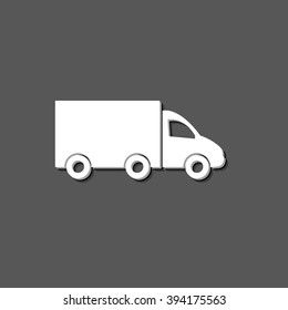 Truck - white vector  icon with shadow