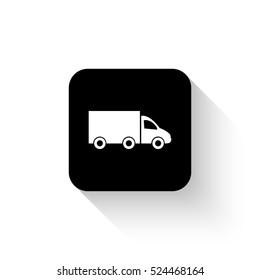 Truck - white vector  icon with shadow