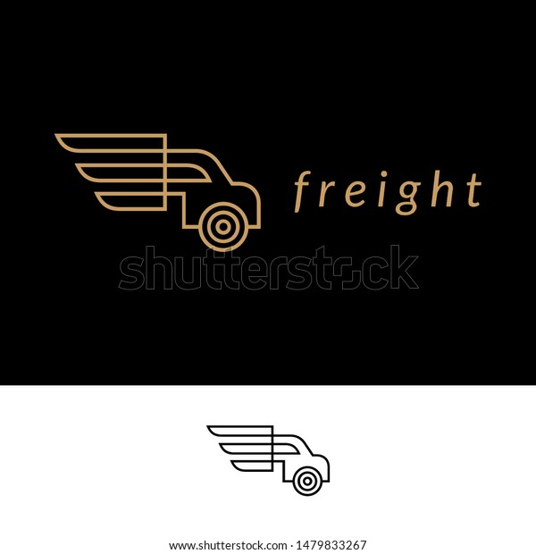 truck wings logo,\
outline style, simple delivery icon, shipping/freight vector\
illustration, modern\
design