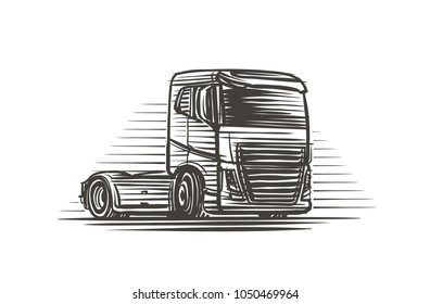 Truck without trailer illustration. Vector.