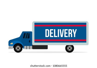 Truck with the word "delivery". vector illustration isolated on white background. web icon