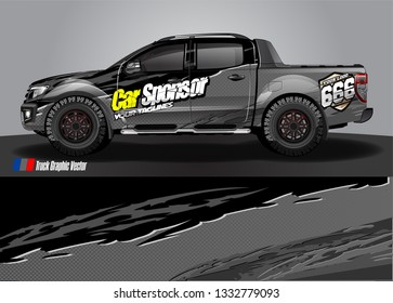 Truck Wrap Decal Design Vector. Abstract Graphic Background Kit Designs For Vehicle, Race Car, Rally, Livery, Sport Car