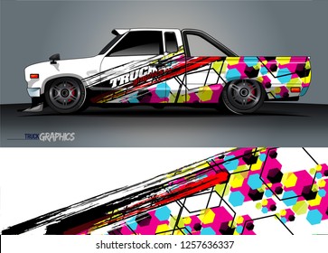 Truck wrap design. abstract background livery for vehicle vinyl wrap vector 