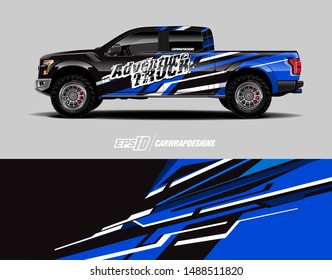 Truck wrap design. Graphic abstract background. Grunge stripe designs for adventure and race.
