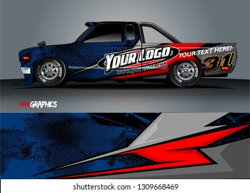 truck  wrap design. simple lines with abstract background vector concept for vehicle vinyl wrap and automotive decal 