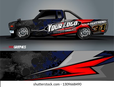 truck  wrap design. simple lines with abstract background vector concept for vehicle vinyl wrap and automotive decal 