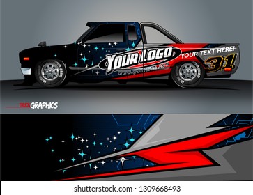 truck  wrap design. simple lines with abstract background vector concept for vehicle vinyl wrap and automotive decal 