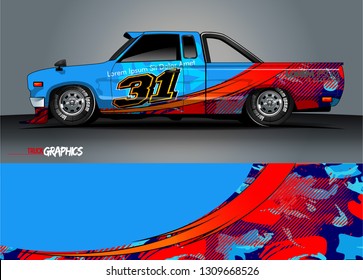 truck  wrap design. simple lines with abstract background vector concept for vehicle vinyl wrap and automotive decal 