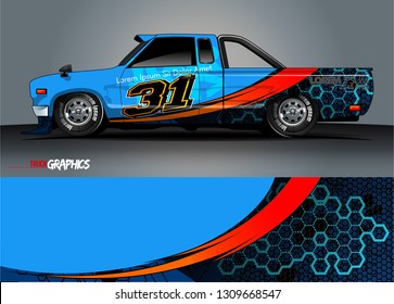 truck  wrap design. simple lines with abstract background vector concept for vehicle vinyl wrap and automotive decal 
