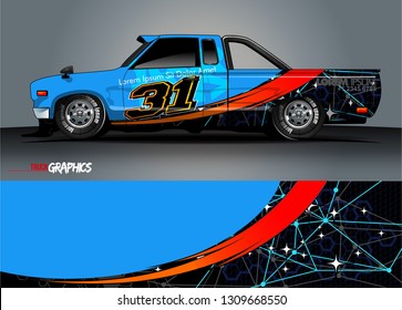 truck  wrap design. simple lines with abstract background vector concept for vehicle vinyl wrap and automotive decal 