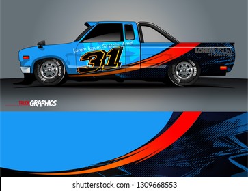 truck  wrap design. simple lines with abstract background vector concept for vehicle vinyl wrap and automotive decal 