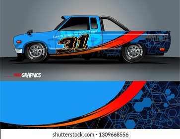 truck  wrap design. simple lines with abstract background vector concept for vehicle vinyl wrap and automotive decal 