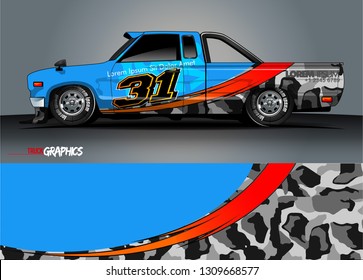 truck  wrap design. simple lines with abstract background vector concept for vehicle vinyl wrap and automotive decal 