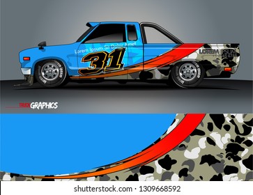 truck  wrap design. simple lines with abstract background vector concept for vehicle vinyl wrap and automotive decal 