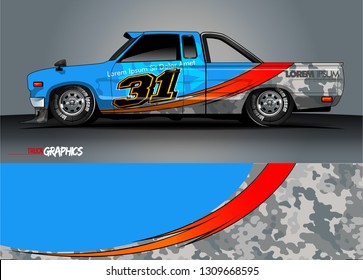 truck  wrap design. simple lines with abstract background vector concept for vehicle vinyl wrap and automotive decal 