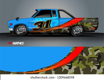 truck  wrap design. simple lines with abstract background vector concept for vehicle vinyl wrap and automotive decal 