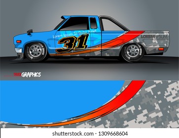 truck  wrap design. simple lines with abstract background vector concept for vehicle vinyl wrap and automotive decal 