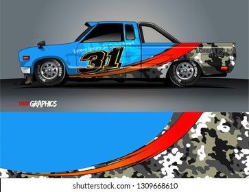 truck  wrap design. simple lines with abstract background vector concept for vehicle vinyl wrap and automotive decal 