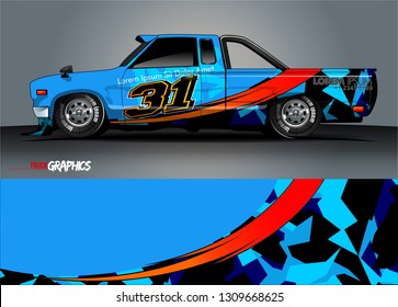 truck  wrap design. simple lines with abstract background vector concept for vehicle vinyl wrap and automotive decal 