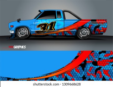truck  wrap design. simple lines with abstract background vector concept for vehicle vinyl wrap and automotive decal 