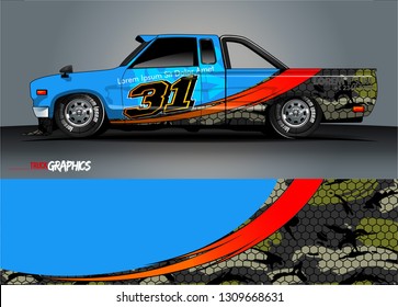 truck  wrap design. simple lines with abstract background vector concept for vehicle vinyl wrap and automotive decal 