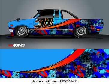 truck  wrap design. simple lines with abstract background vector concept for vehicle vinyl wrap and automotive decal 