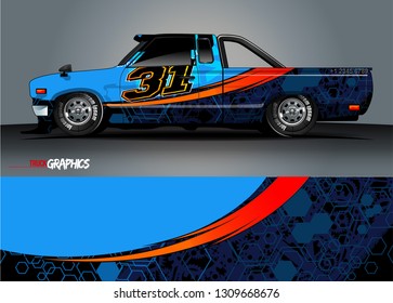 truck  wrap design. simple lines with abstract background vector concept for vehicle vinyl wrap and automotive decal 