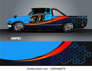 truck  wrap design. simple lines with abstract background vector concept for vehicle vinyl wrap and automotive decal 