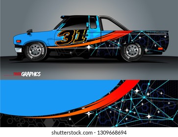 truck  wrap design. simple lines with abstract background vector concept for vehicle vinyl wrap and automotive decal 