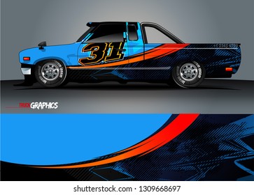 truck  wrap design. simple lines with abstract background vector concept for vehicle vinyl wrap and automotive decal 