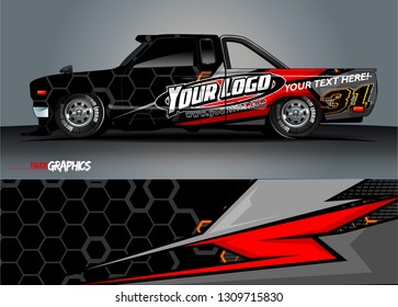 truck wrap design. simple lines with abstract background vector concept for vehicle vinyl wrap and automotive decal 