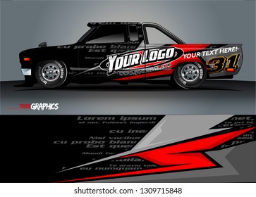 truck wrap design. simple lines with abstract background vector concept for vehicle vinyl wrap and automotive decal 