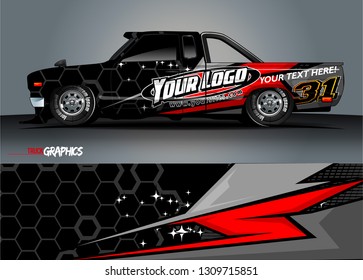 truck wrap design. simple lines with abstract background vector concept for vehicle vinyl wrap and automotive decal 