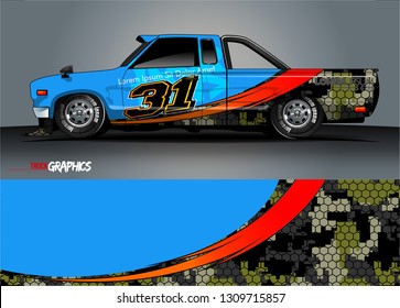 truck wrap design. simple lines with abstract background vector concept for vehicle vinyl wrap and automotive decal 