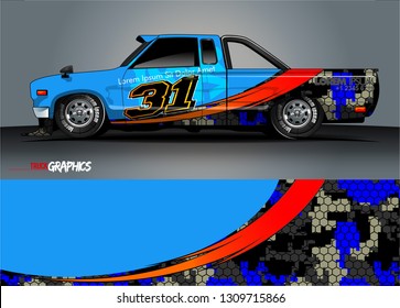 truck wrap design. simple lines with abstract background vector concept for vehicle vinyl wrap and automotive decal 