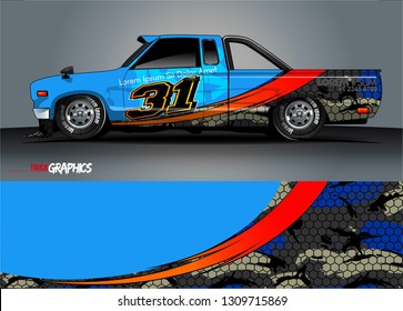 truck wrap design. simple lines with abstract background vector concept for vehicle vinyl wrap and automotive decal 