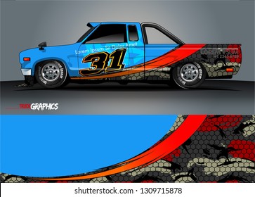 truck wrap design. simple lines with abstract background vector concept for vehicle vinyl wrap and automotive decal 