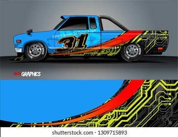 truck wrap design. simple lines with abstract background vector concept for vehicle vinyl wrap and automotive decal 