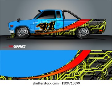 truck wrap design. simple lines with abstract background vector concept for vehicle vinyl wrap and automotive decal 