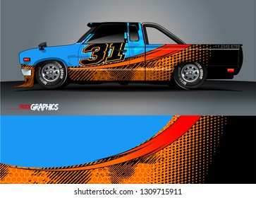 truck wrap design. simple lines with abstract background vector concept for vehicle vinyl wrap and automotive decal 