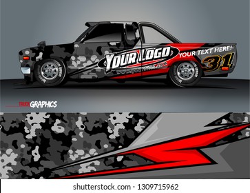 truck wrap design. simple lines with abstract background vector concept for vehicle vinyl wrap and automotive decal 