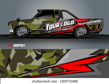 truck wrap design. simple lines with abstract background vector concept for vehicle vinyl wrap and automotive decal 
