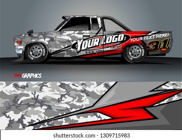 truck wrap design. simple lines with abstract background vector concept for vehicle vinyl wrap and automotive decal 