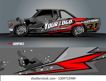 truck wrap design. simple lines with abstract background vector concept for vehicle vinyl wrap and automotive decal 