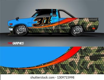 truck wrap design. simple lines with abstract background vector concept for vehicle vinyl wrap and automotive decal 