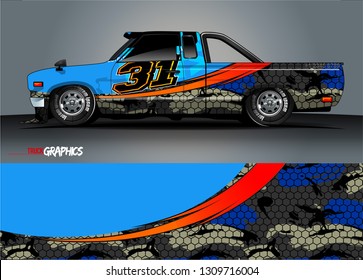 truck wrap design. simple lines with abstract background vector concept for vehicle vinyl wrap and automotive decal 