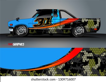 truck wrap design. simple lines with abstract background vector concept for vehicle vinyl wrap and automotive decal 