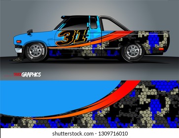 truck wrap design. simple lines with abstract background vector concept for vehicle vinyl wrap and automotive decal 