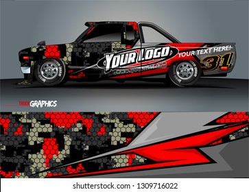 truck wrap design. simple lines with abstract background vector concept for vehicle vinyl wrap and automotive decal 