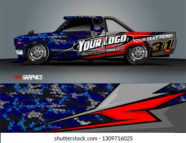 truck wrap design. simple lines with abstract background vector concept for vehicle vinyl wrap and automotive decal 